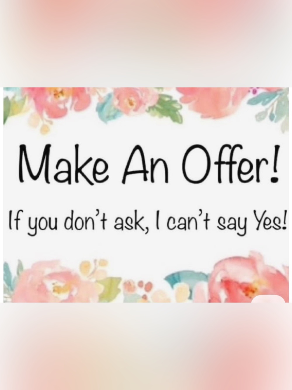 Floral 'Make An Offer' Sign - Pink & Teal Accent